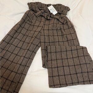 Flannel Paper Bag Waist Trousers Size L